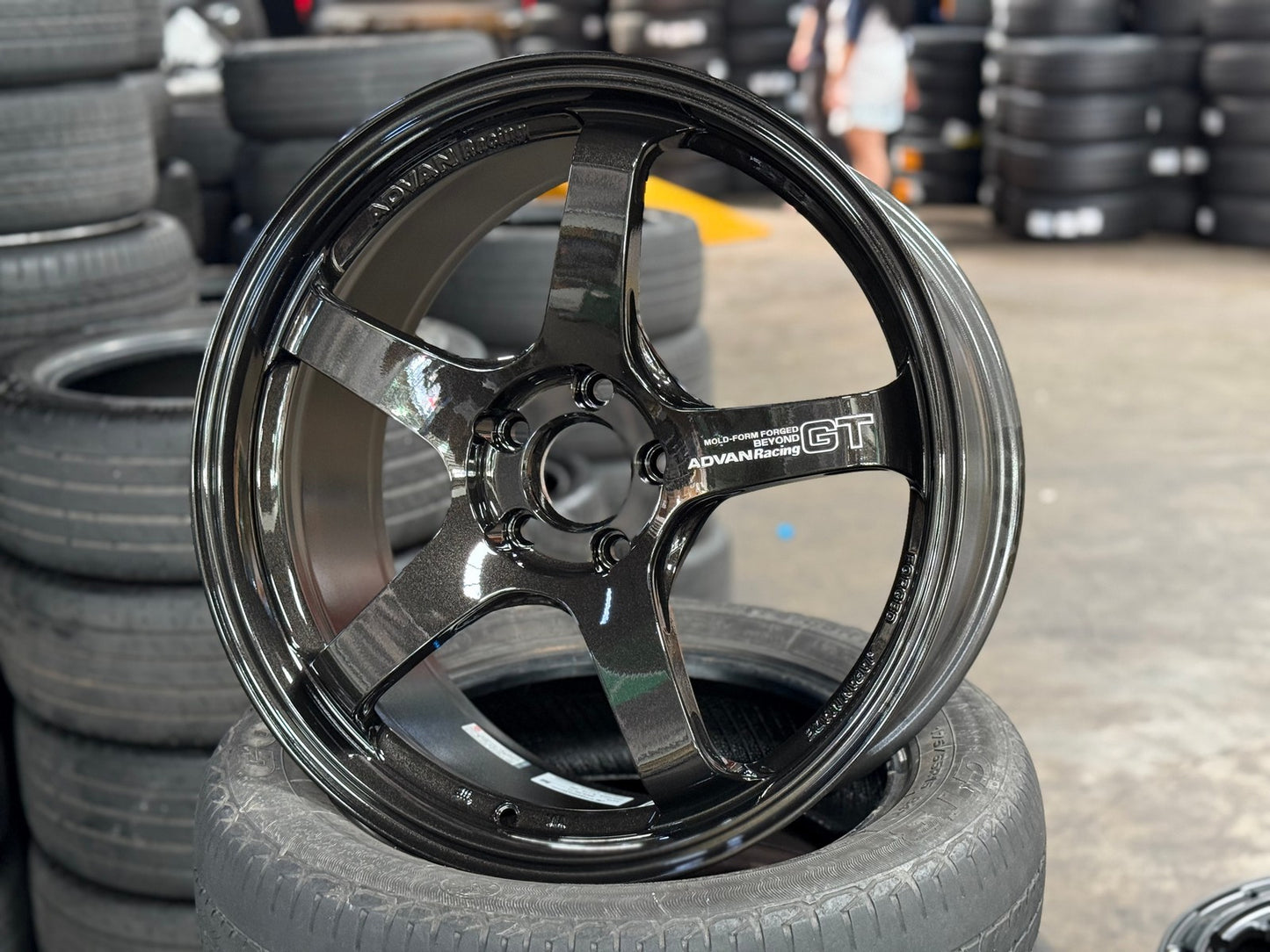 New 19X8.5 ET45 Advan GT Rim (4 wheel) Gloss Black 5X112