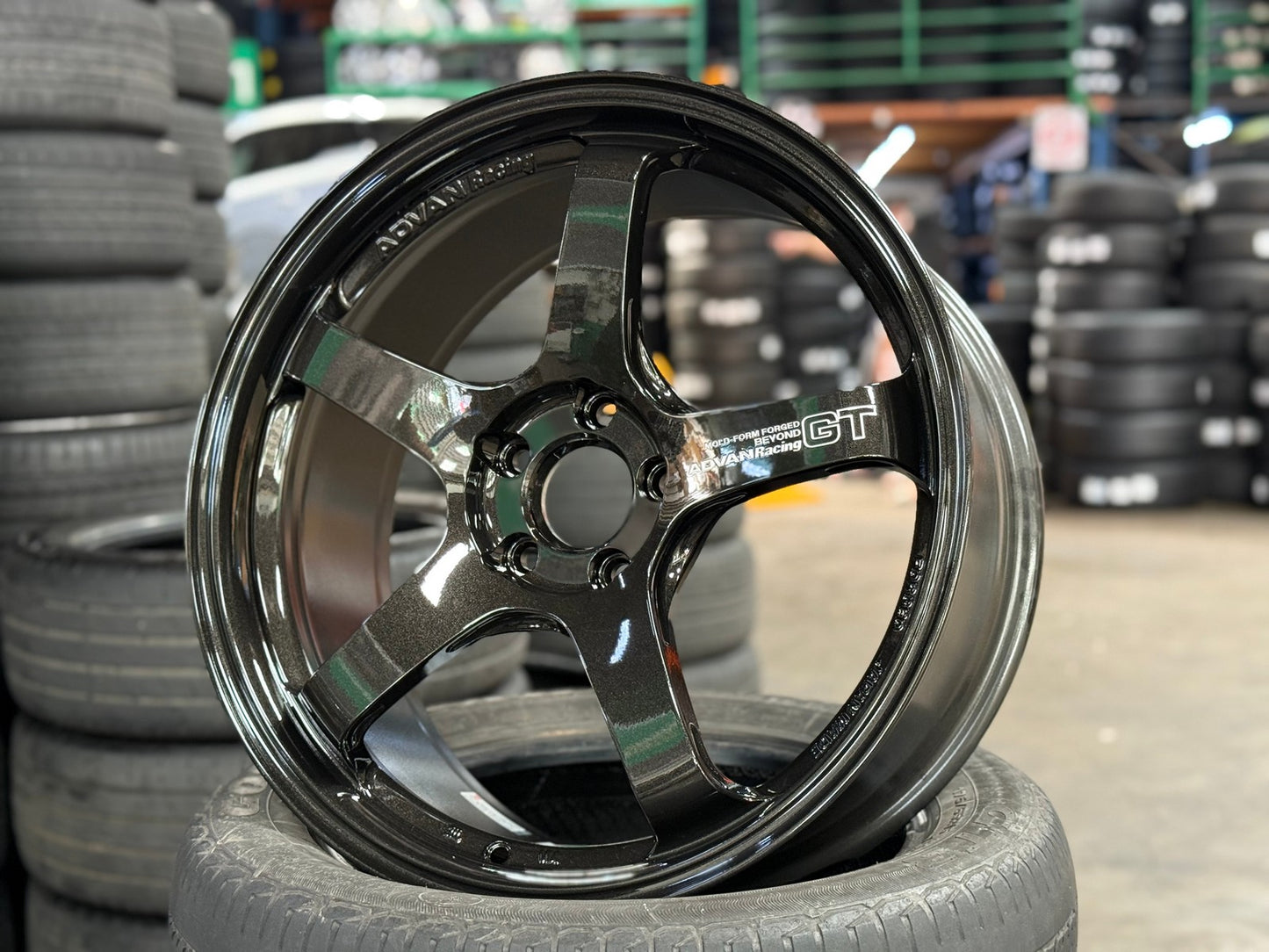 New 19X8.5 ET45 Advan GT Rim (4 wheel) Gloss Black 5X112