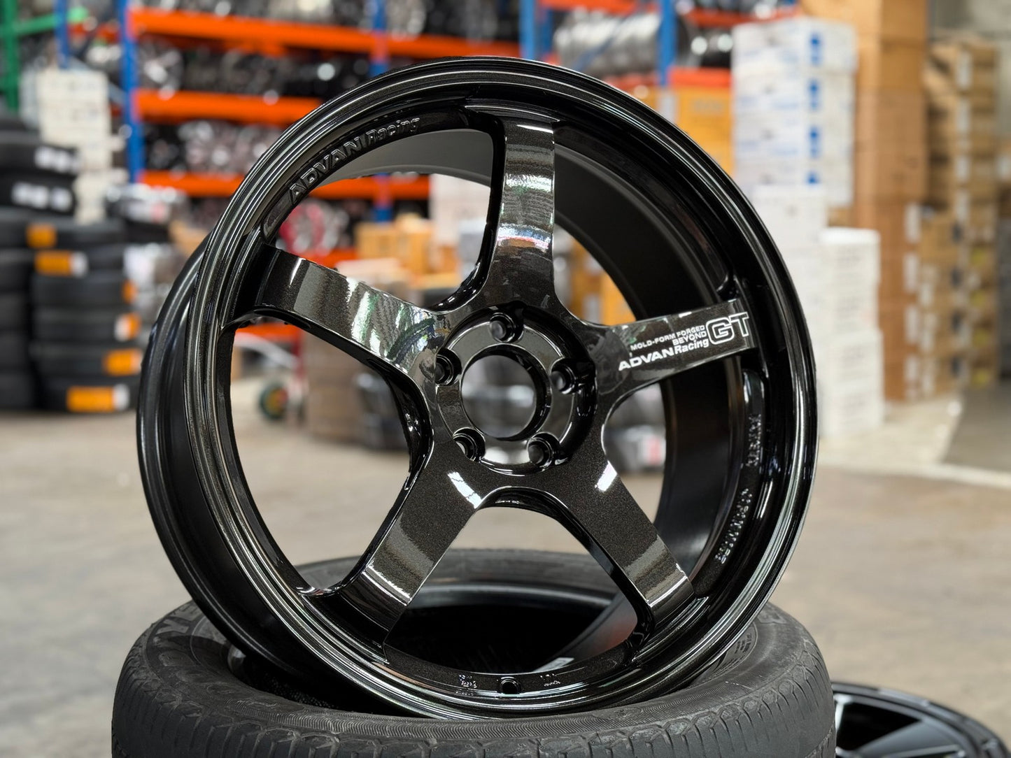 New 19X8.5 ET45 Advan GT Rim (4 wheel) Gloss Black 5X112
