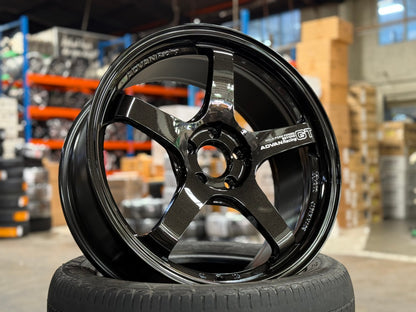 New 19X8.5 ET45 Advan GT Rim (4 wheel) Gloss Black 5X112
