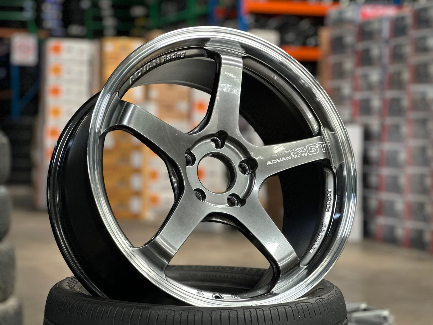 New 19X9.5 ET45 Advan GT Rim (4 wheel) Gloss Gunmetal 5X120