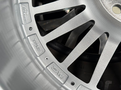 New 17X8 ET20 Alpina Classic Red CapRim (4 wheel) Gloss Silver 4X100