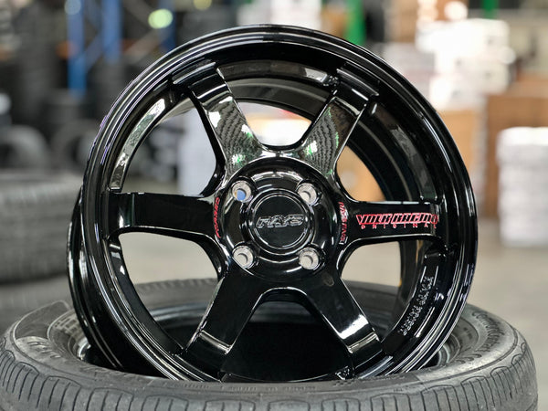 New 15X7 ET35 AOW 11 Flow Formed TE37 Rim (4 wheel) Gloss Black 4X100