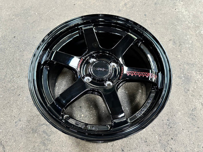 New 15X7 ET35 AOW 11 Flow Formed TE37 Rim (4 wheel) Gloss Black 4X100