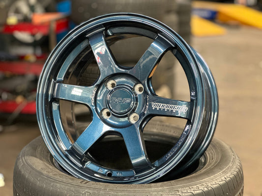 New 15X7 ET35 AOW 11 Flow Formed TE37 Rim (4 wheel) Gloss Blue 4X100