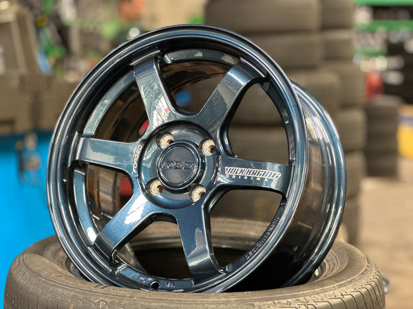 New 15X7 ET35 AOW 11 Flow Formed TE37 Rim (4 wheel) Gloss Blue 4X100
