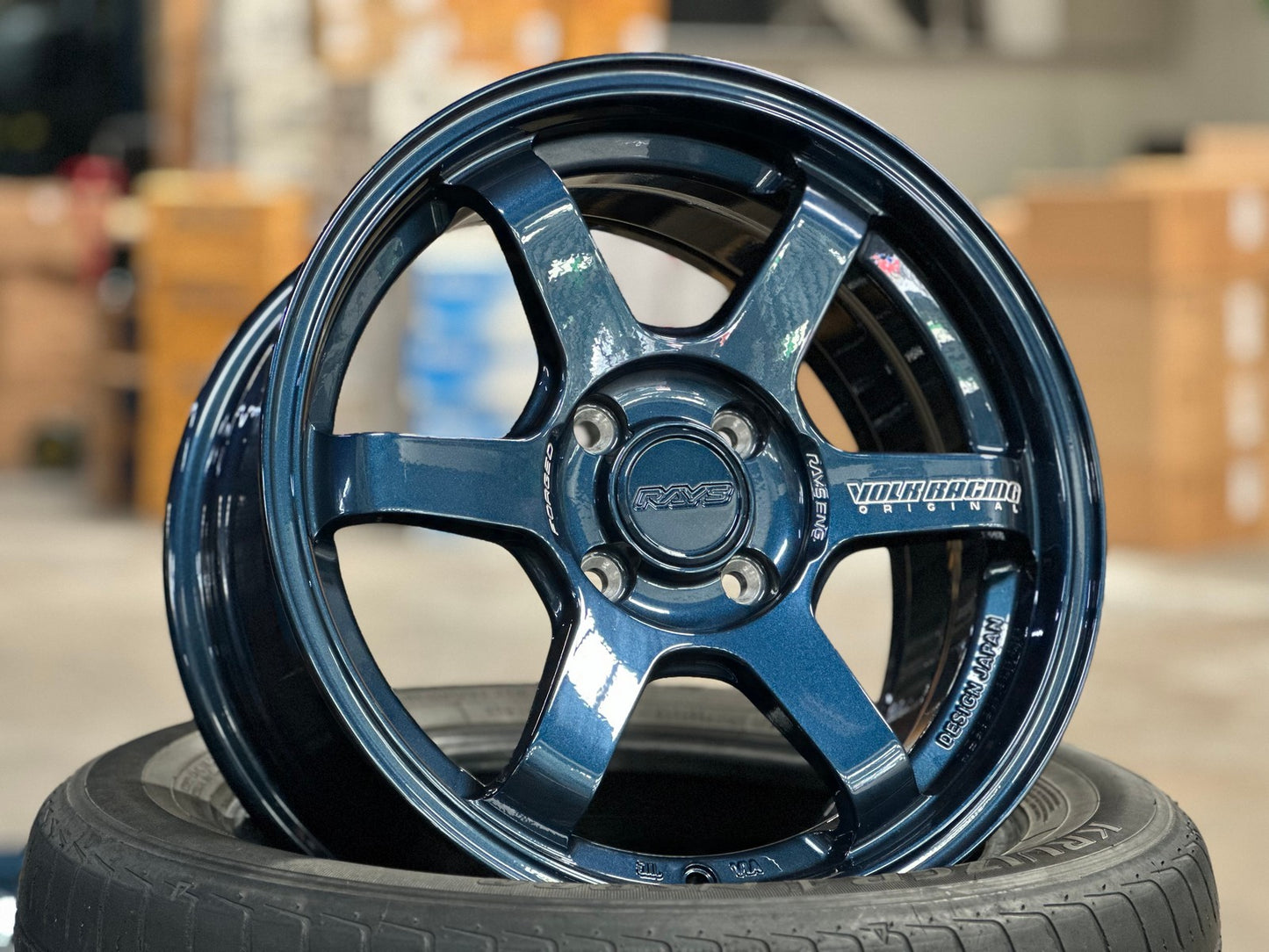 New 15X7 ET35 AOW 11 Flow Formed TE37 Rim (4 wheel) Gloss Blue 4X100