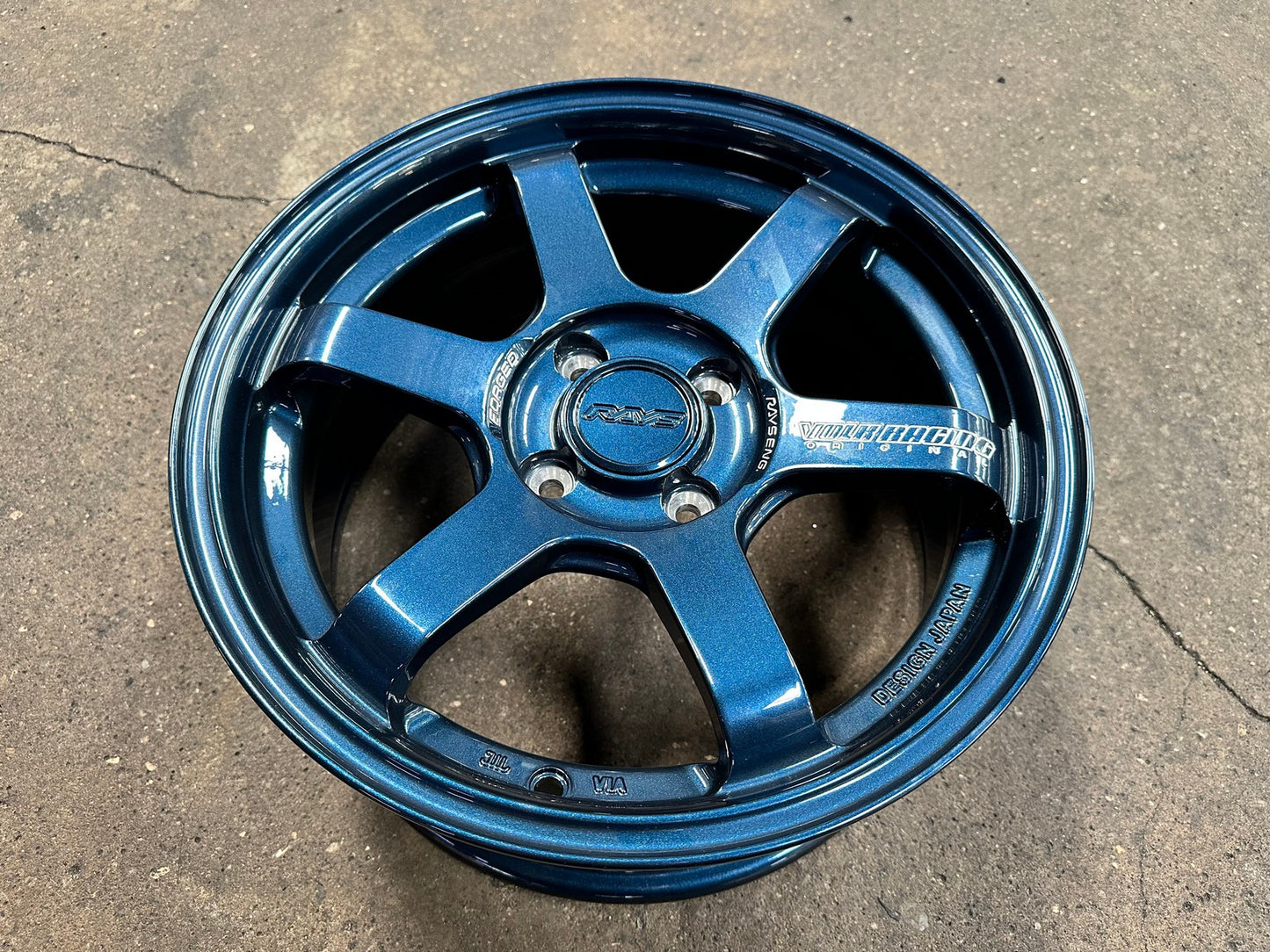 New 15X7 ET35 AOW 11 Flow Formed TE37 Rim (4 wheel) Gloss Blue 4X100