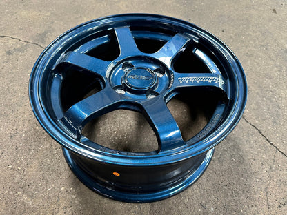 New 15X7 ET35 AOW 11 Flow Formed TE37 Rim (4 wheel) Gloss Blue 4X100