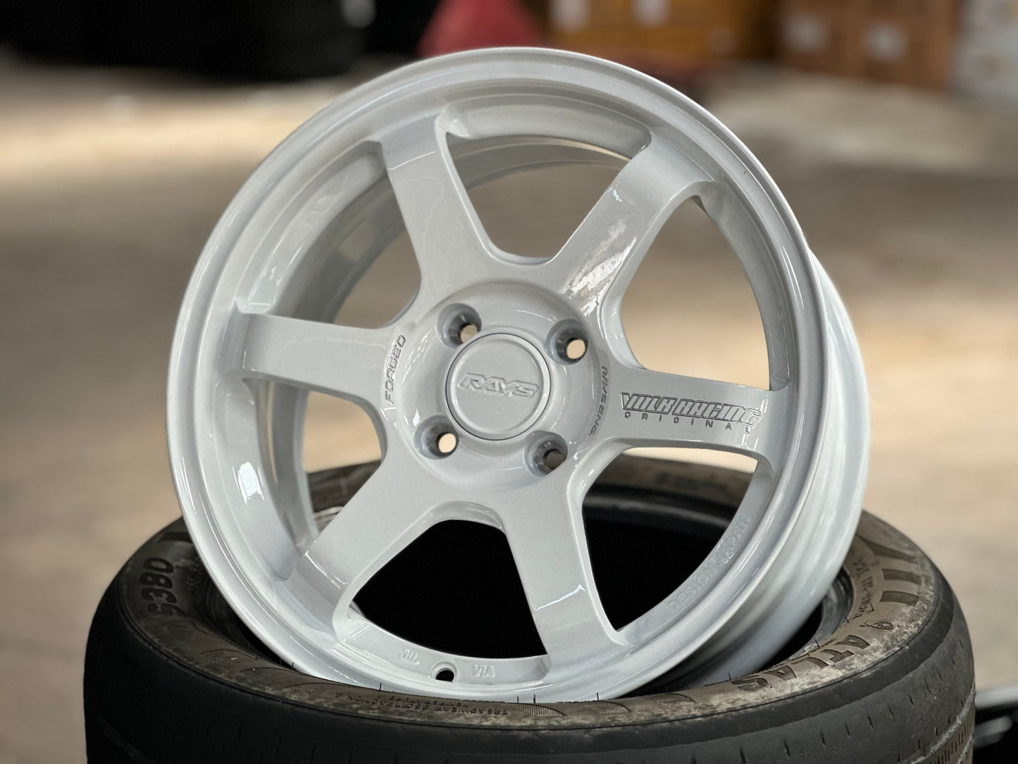 New 15X7 ET35 AOW 11 Flow Formed TE37 Rim (4 wheel) Gloss White 4X100