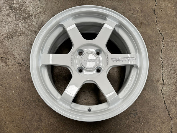 New 15X7 ET35 AOW 11 Flow Formed TE37 Rim (4 wheel) Gloss White 4X100