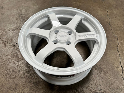 New 15X7 ET35 AOW 11 Flow Formed TE37 Rim (4 wheel) Gloss White 4X100