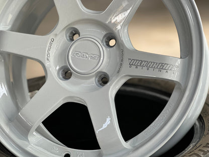 New 15X7 ET35 AOW 11 Flow Formed TE37 Rim (4 wheel) Gloss White 4X100