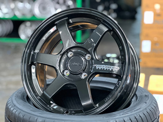 New 15X7 ET35 AOW 11 Flow Formed TE37 Rim (4 wheel) Gloss Gunmetal 4X100