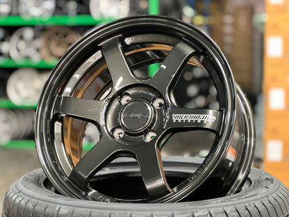 New 15X7 ET35 AOW 11 Flow Formed TE37 Rim (4 wheel) Gloss Gunmetal 4X100