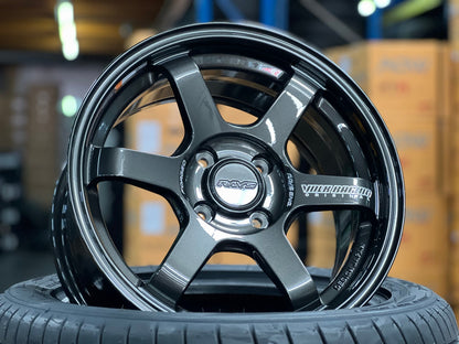 New 15X7 ET35 AOW 11 Flow Formed TE37 Rim (4 wheel) Gloss Gunmetal 4X100