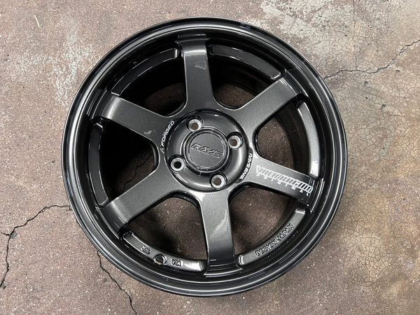 New 15X7 ET35 AOW 11 Flow Formed TE37 Rim (4 wheel) Gloss Gunmetal 4X100