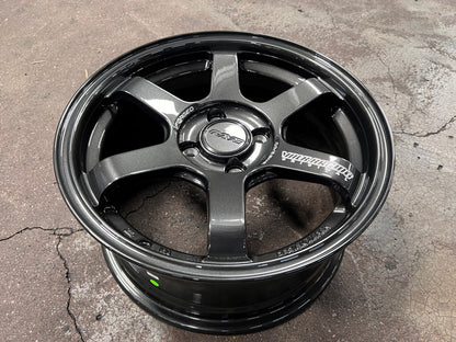 New 15X7 ET35 AOW 11 Flow Formed TE37 Rim (4 wheel) Gloss Gunmetal 4X100