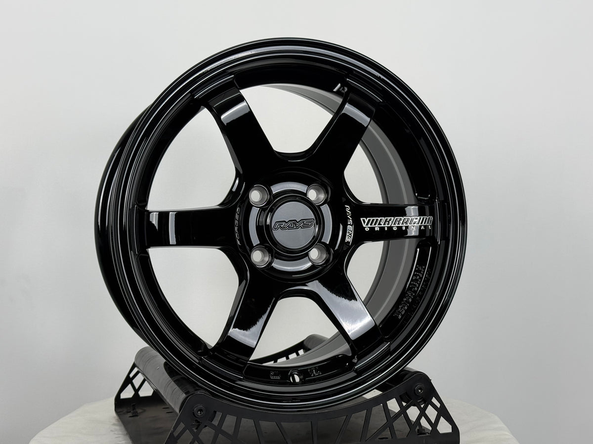 New 15X7 ET35 AOW TE37 Sonic Rim (4 wheel) Gloss Black 4X100