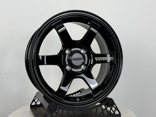New 15X7 ET35 AOW TE37 Sonic Rim (4 wheel) Gloss Black 4X100