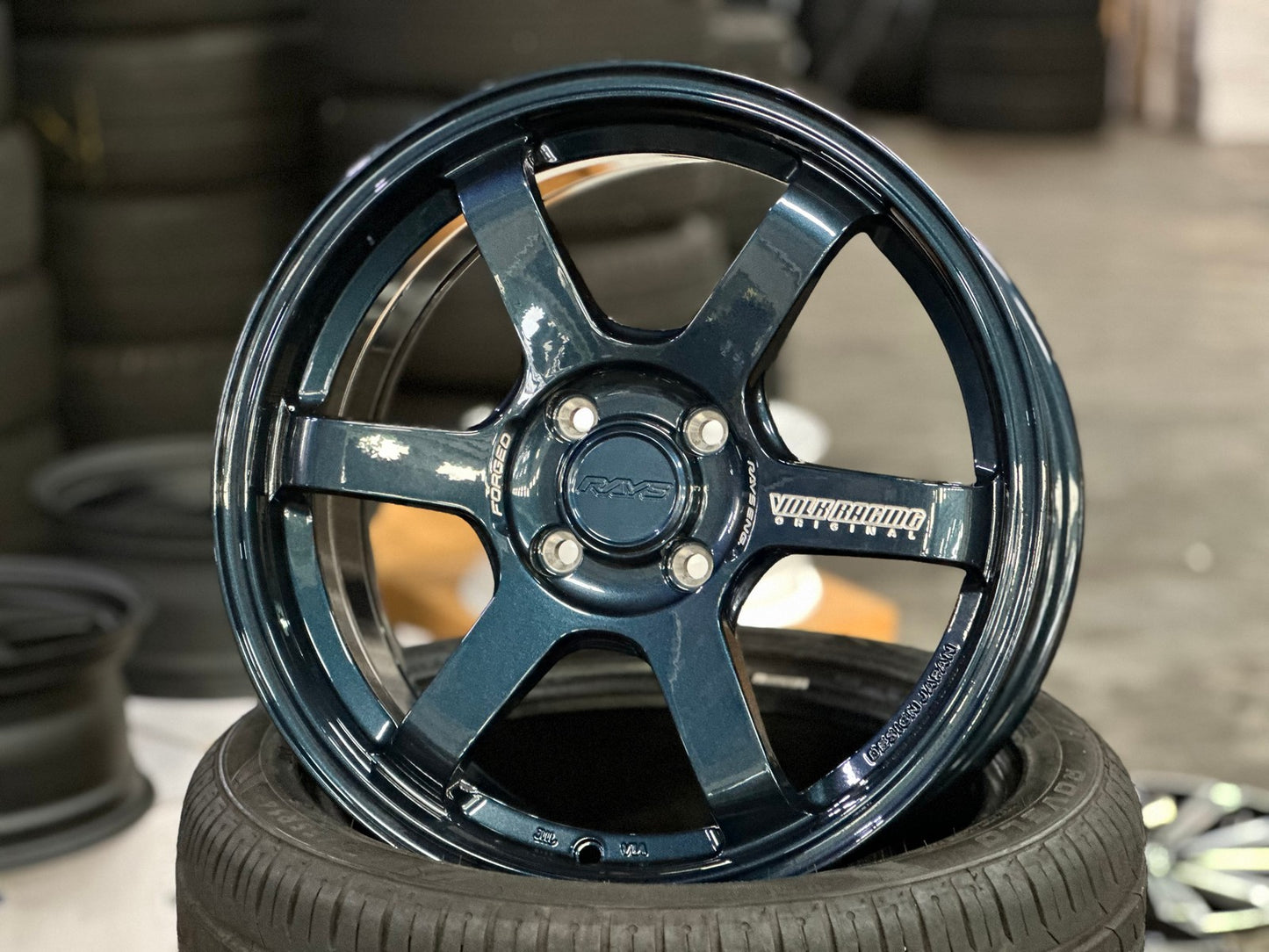 New 16X7 ET40 AOW Flow Formed TE37 Rim (4 wheel) Gloss Blue 4X100