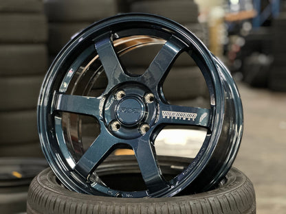 New 16X7 ET40 AOW Flow Formed TE37 Rim (4 wheel) Gloss Blue 4X100