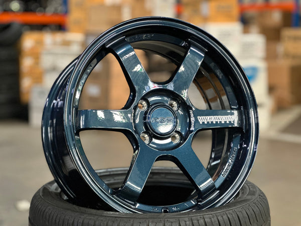 New 16X7 ET40 AOW Flow Formed TE37 Rim (4 wheel) Gloss Blue 4X100
