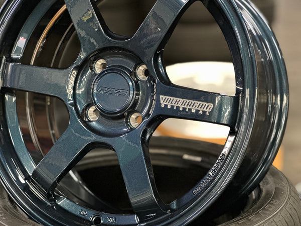New 16X7 ET40 AOW Flow Formed TE37 Rim (4 wheel) Gloss Blue 4X100