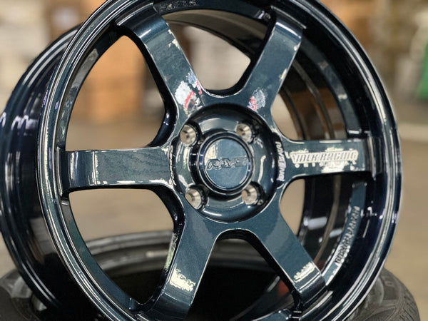 New 16X7 ET40 AOW Flow Formed TE37 Rim (4 wheel) Gloss Blue 4X100