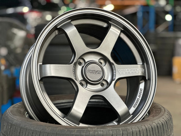 New 15X7 ET35 AOW Flow Formed TE37CR Rim (4 wheel) Matt Gunmetal 4X100