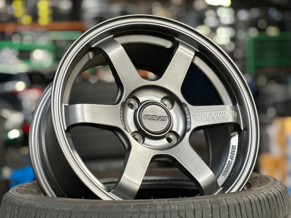 New 15X7 ET35 AOW Flow Formed TE37CR Rim (4 wheel) Matt Gunmetal 4X100