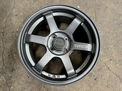 New 15X7 ET35 AOW Flow Formed TE37CR Rim (4 wheel) Matt Gunmetal 4X100