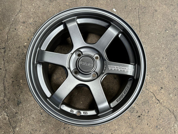 New 15X7 ET35 AOW Flow Formed TE37CR Rim (4 wheel) Matt Gunmetal 4X100