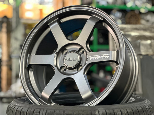 New 16X7 ET40 AOW Flow Formed TE37CR Rim (4 wheel) Matt Gunmetal 4X100