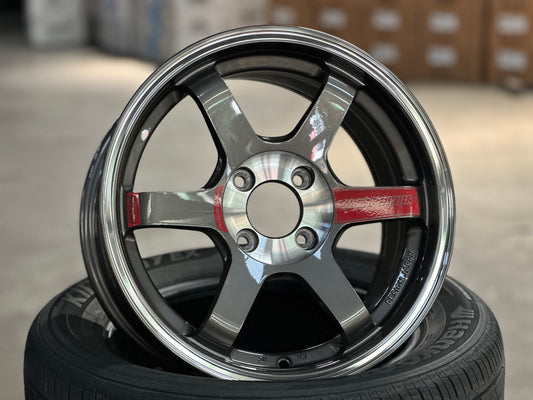 New 15X7 ET35 AOW TE37 SONIC Rim (4 wheel) Gloss Gunmetal 4X100