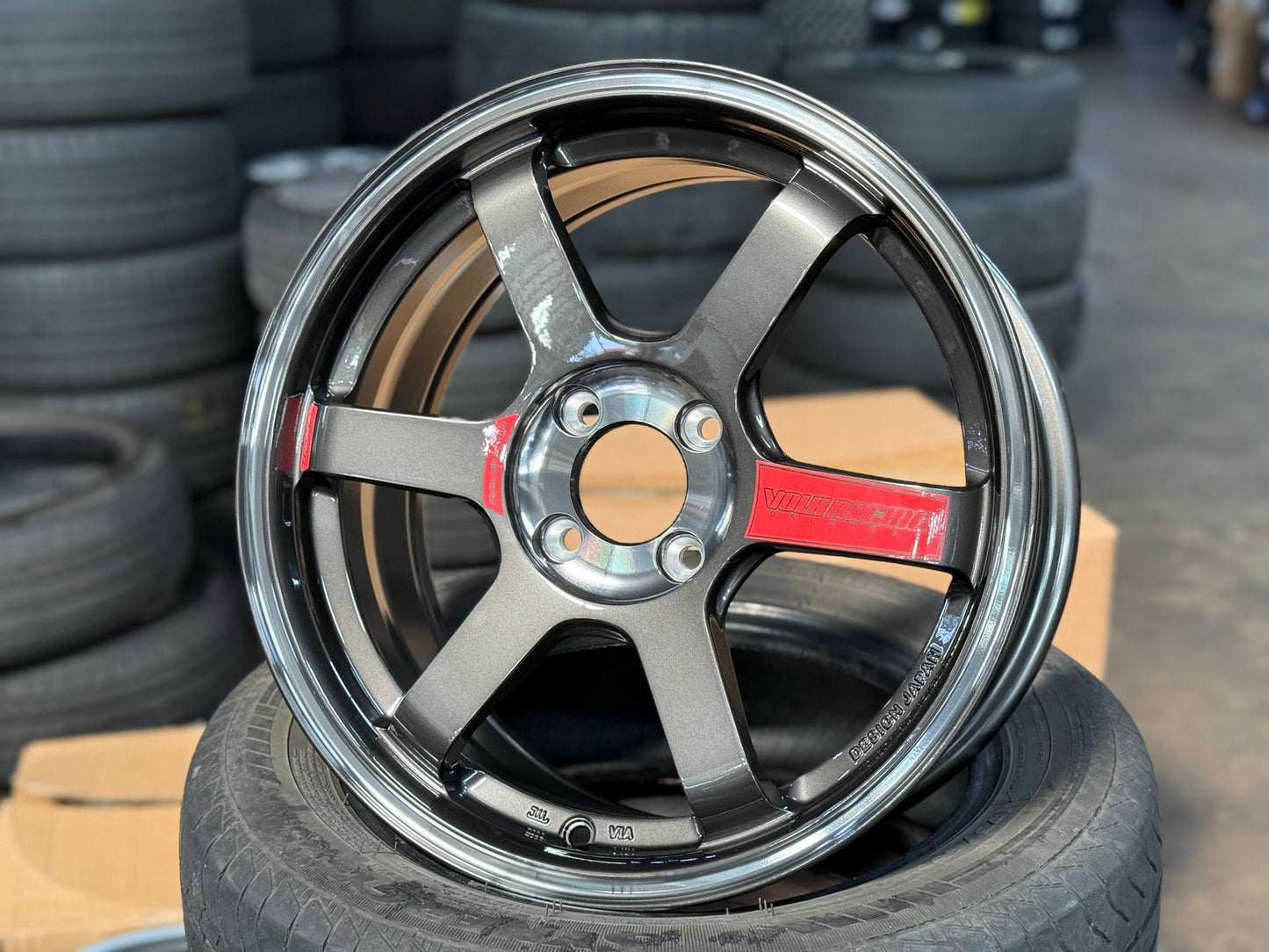 New 16X7 ET40 AOW Flow Formed TE37SLRim (4 wheel) Gloss Gunmetal 4X100