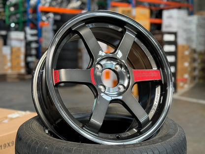 New 16X7 ET40 AOW Flow Formed TE37SLRim (4 wheel) Gloss Gunmetal 4X100