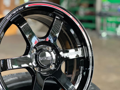 New 16X7 ET40 AOW Flow Formed Sonic Time Attack Rim (4 wheel) Gloss Black 4X100