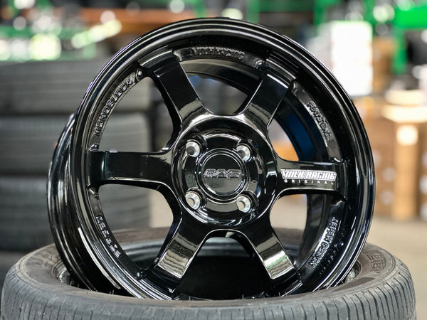 New 15X7 ET35 AOW Flow Formed TE37 Rim (4 wheel) Gloss Black 4X100 WE