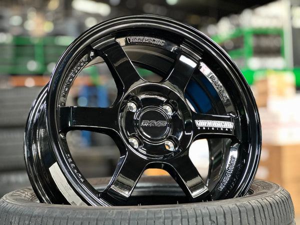 New 15X7 ET35 AOW Flow Formed TE37 Rim (4 wheel) Gloss Black 4X100 WE