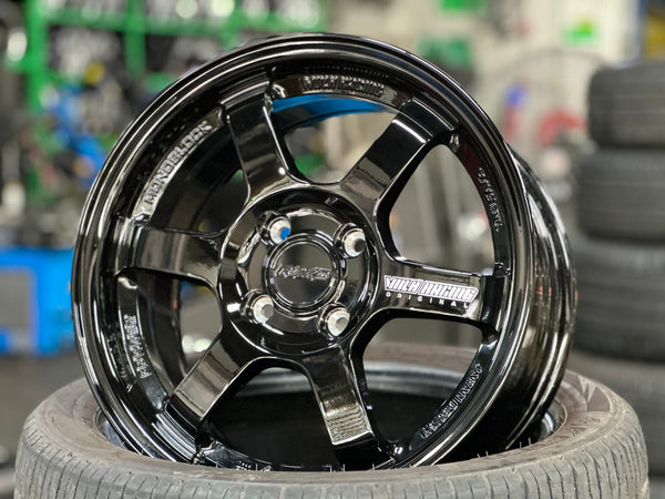 New 15X7 ET35 AOW Flow Formed TE37 Rim (4 wheel) Gloss Black 4X100 WE
