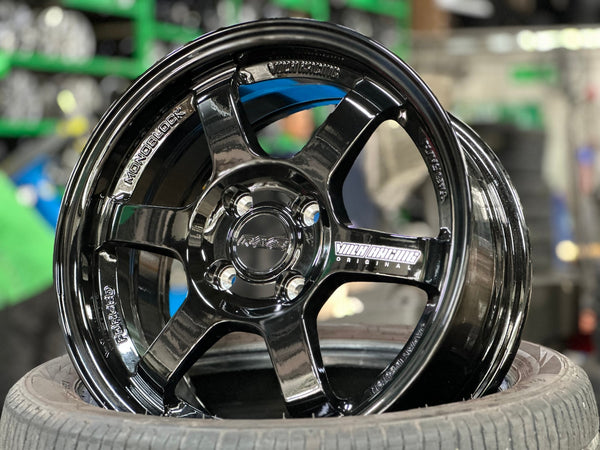 New 15X7 ET35 AOW Flow Formed TE37 Rim (4 wheel) Gloss Black 4X100 WE