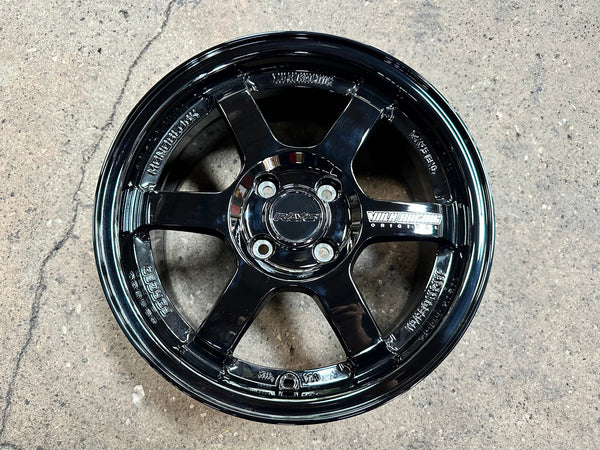 New 15X7 ET35 AOW Flow Formed TE37 Rim (4 wheel) Gloss Black 4X100 WE