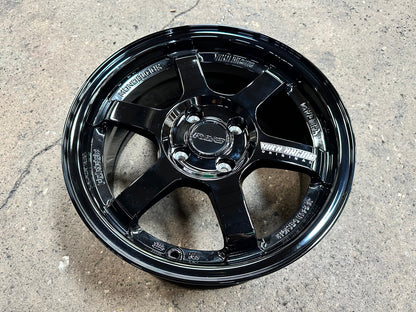 New 15X7 ET35 AOW Flow Formed TE37 Rim (4 wheel) Gloss Black 4X100 WE
