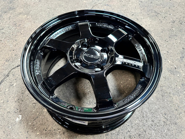 New 15X7 ET35 AOW Flow Formed TE37 Rim (4 wheel) Gloss Black 4X100 WE