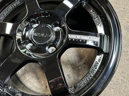 New 15X7 ET35 AOW Flow Formed TE37 Rim (4 wheel) Gloss Black 4X100 WE