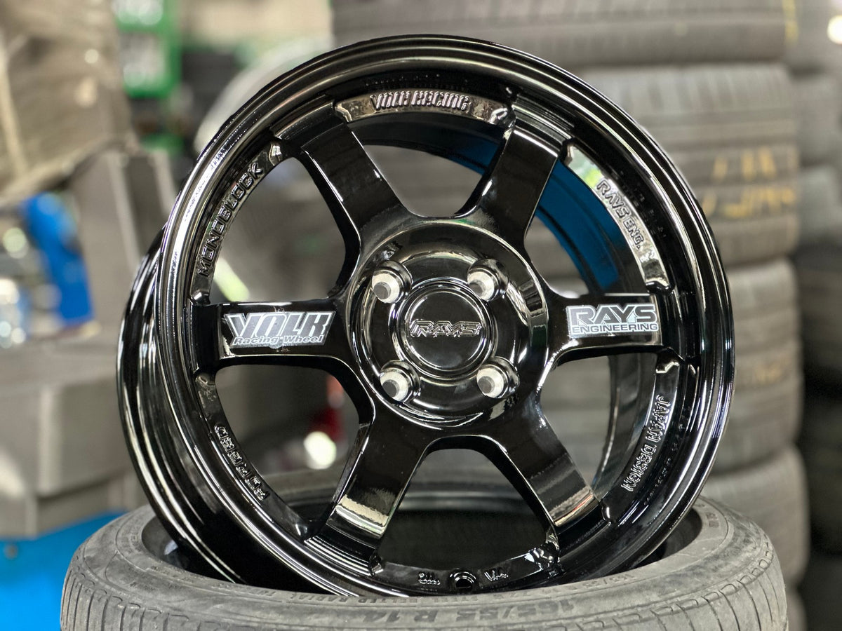 New 15X7 ET35 AOW Flow Formed TE37 Rim (4 wheel) Gloss Black 4X100