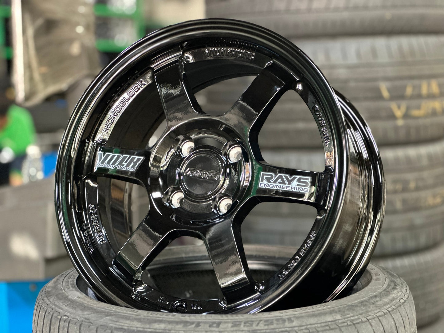 New 15X7 ET35 AOW Flow Formed TE37 Rim (4 wheel) Gloss Black 4X100