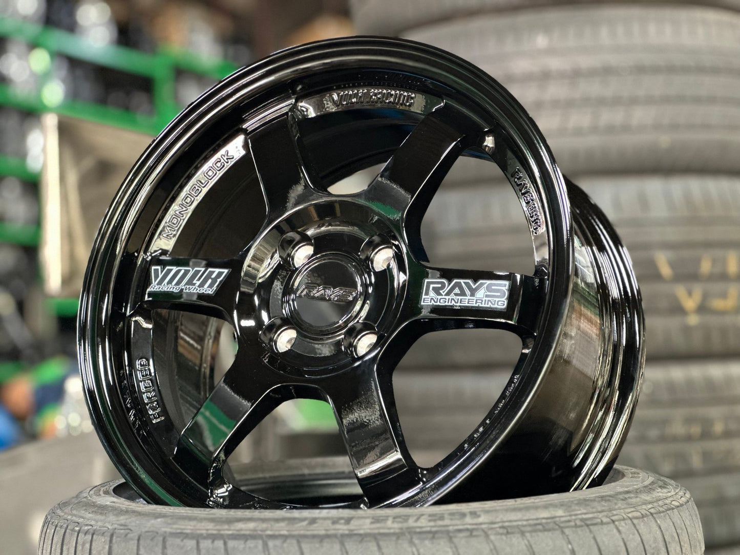 New 15X7 ET35 AOW Flow Formed TE37 Rim (4 wheel) Gloss Black 4X100