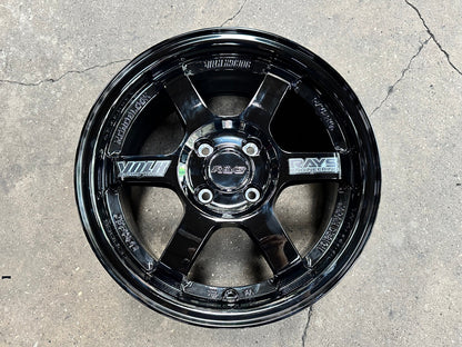 New 15X7 ET35 AOW Flow Formed TE37 Rim (4 wheel) Gloss Black 4X100